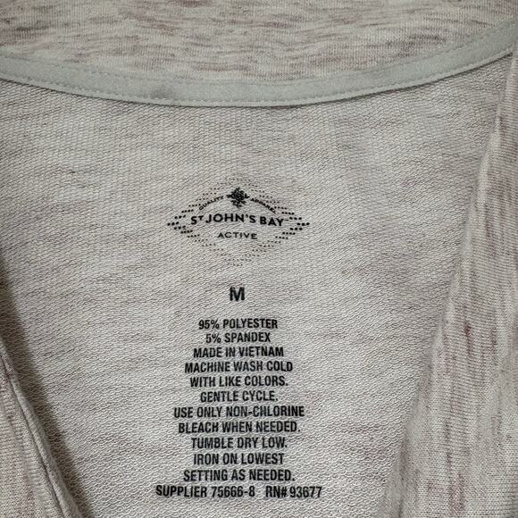 St. John's Bay Active Women's Medium V-Neck Sweatshirt Pullover Beige Stretch - Picture 3 of 13